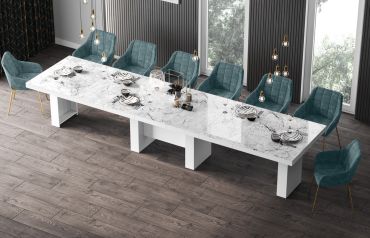 Stół rozkładany LARGO 160 - Venatino white (Marmur / Biały)